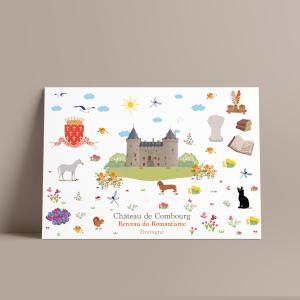 Carte postale multi-motifs réalisée pour le Château de Combourg