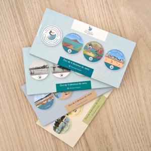 Réalisation pour l'office de tourisme de Pléneuf-Val-André, dessous de verre